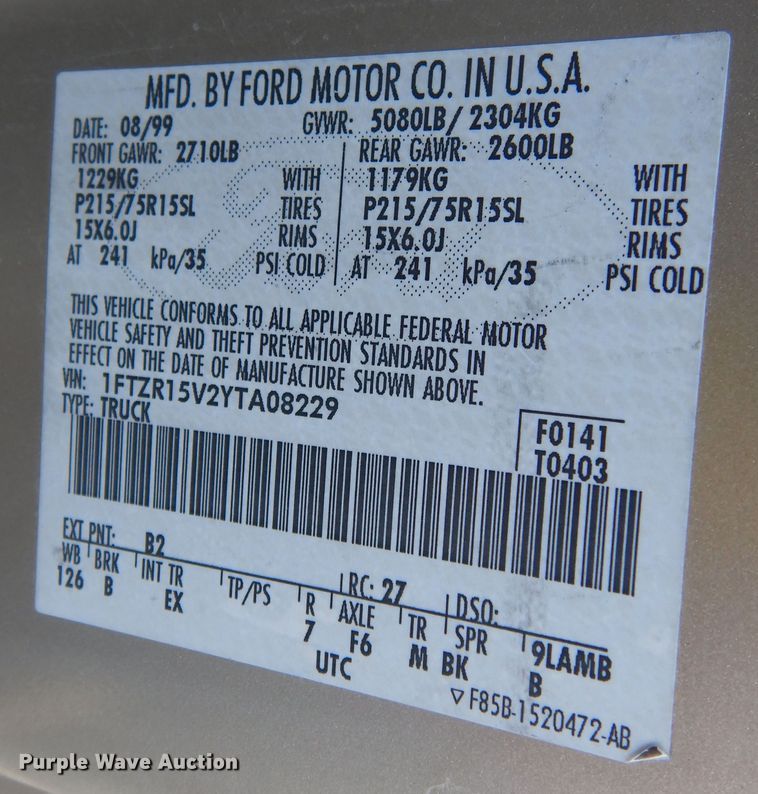 image for item DM3225 2000 Ford Ranger  SuperCab pickup truck