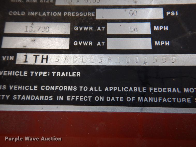 image for item DN1373 1985 Hillsboro  equipment trailer