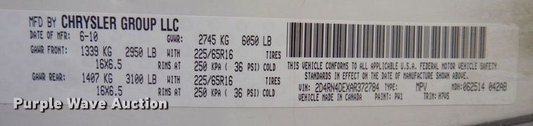 image for item DP0319 2010 Dodge Grand Caravan SE
