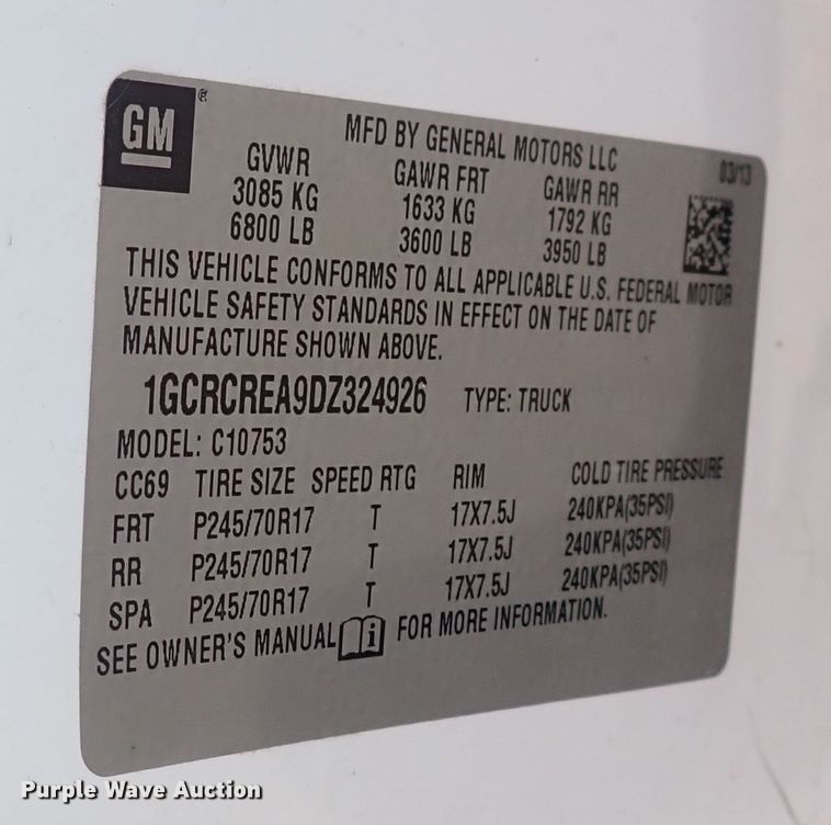 image for item DQ2946 2013 Chevrolet Silverado 1500  Ext. Cab pickup truck