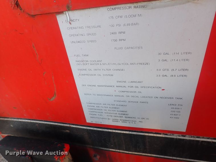 image for item DQ2969 Leroi 175  air compressor