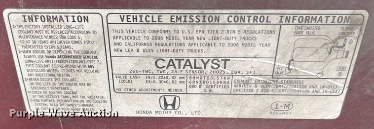 image for item DR7277 2006 Honda Odyssey  van