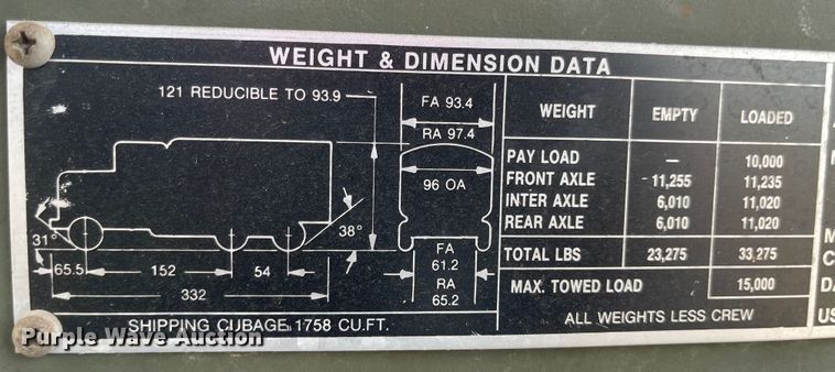 image for item JD9331 1987 Am General M925  bale bed truck