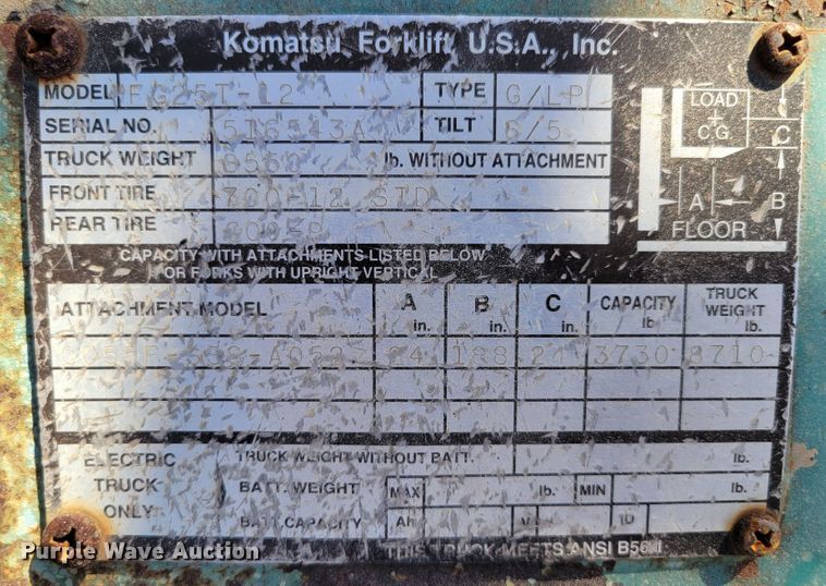 image for item JZ9117 Komatsu FG25T-12  forklift