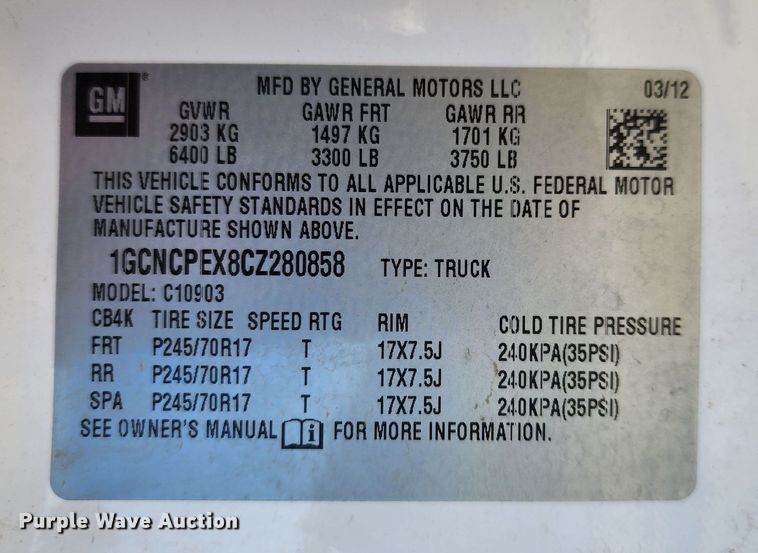 image for item KH9249 2012 Chevrolet Silverado 1500  pickup truck