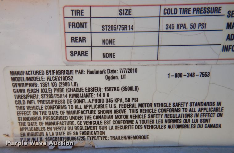 image for item KO9982 2011 Haulmark  enclosed cargo trailer