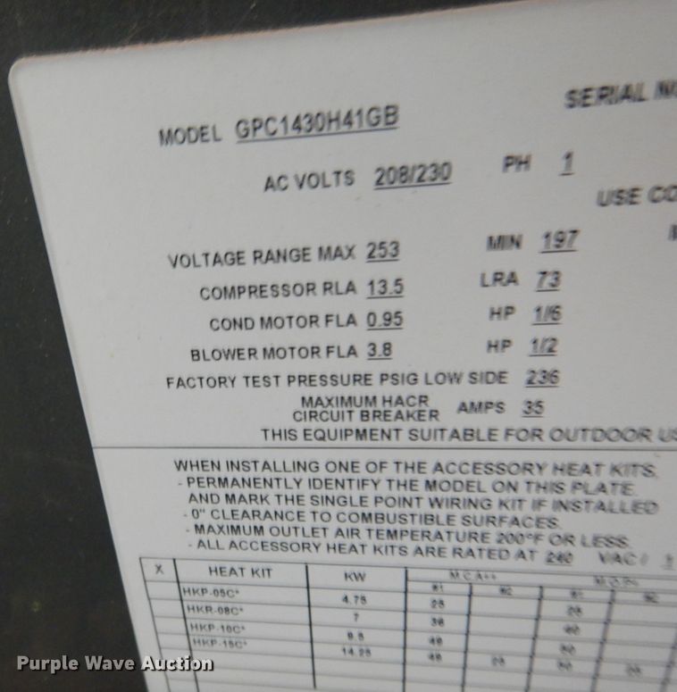 image for item KO9983 (2) Goodman GPC1430H41GB combination AC units