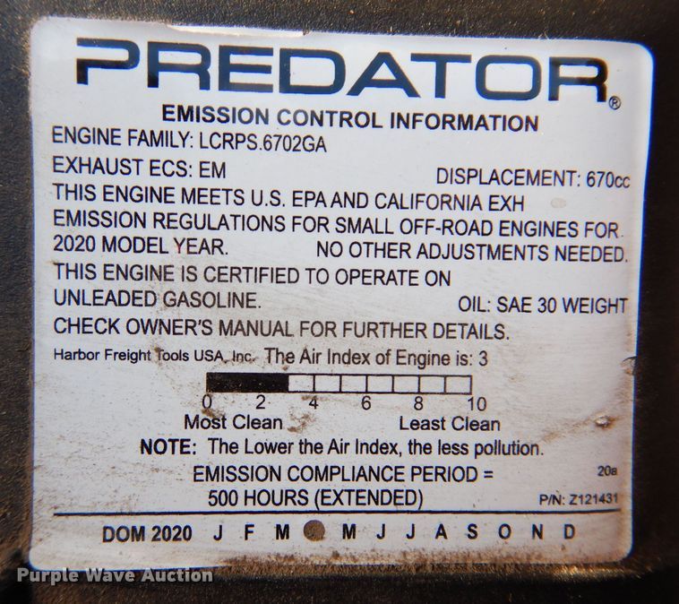 image for item KW9471 2022 Predator  engine