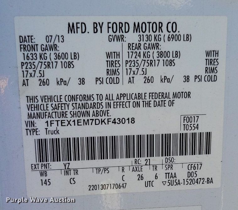 image for item KW9488 2013 Ford F150  SuperCab pickup truck