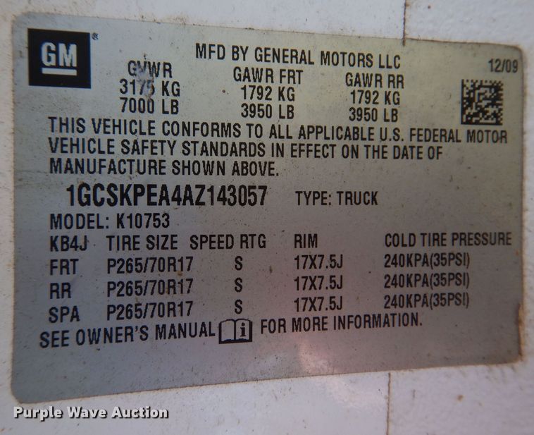 image for item KW9509 2010 Chevrolet Silverado 1500  Ext. Cab pickup truck