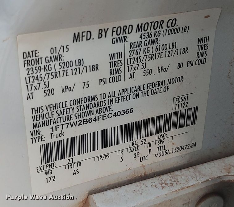 image for item LK9873 2015 Ford F250 Super Duty  Crew Cab pickup truck