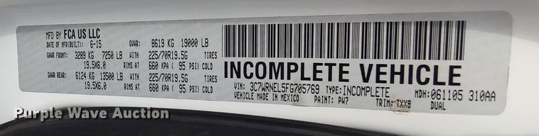 image for item LK9892 2015 Dodge Ram 5500HD  utility / service truck