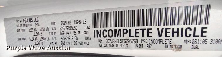 image for item LK9892 2015 Dodge Ram 5500HD  utility / service truck