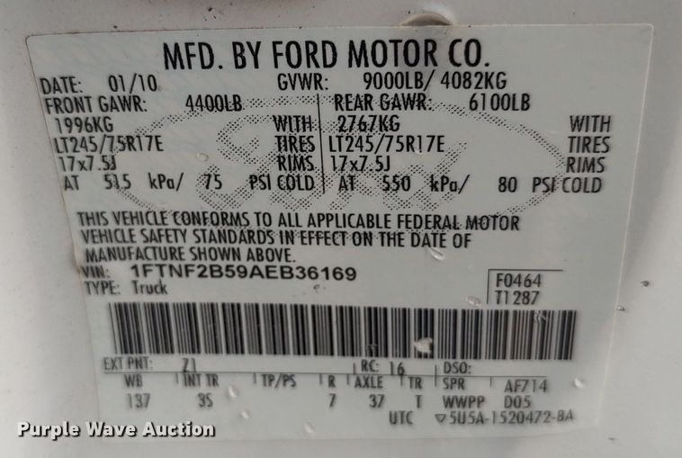 image for item LK9896 2010 Ford F250 Super Duty  pickup truck