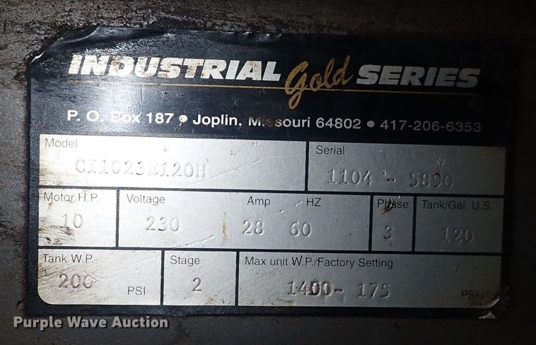 image for item MA9650 Industrial Series GI1023E120H  air compressor