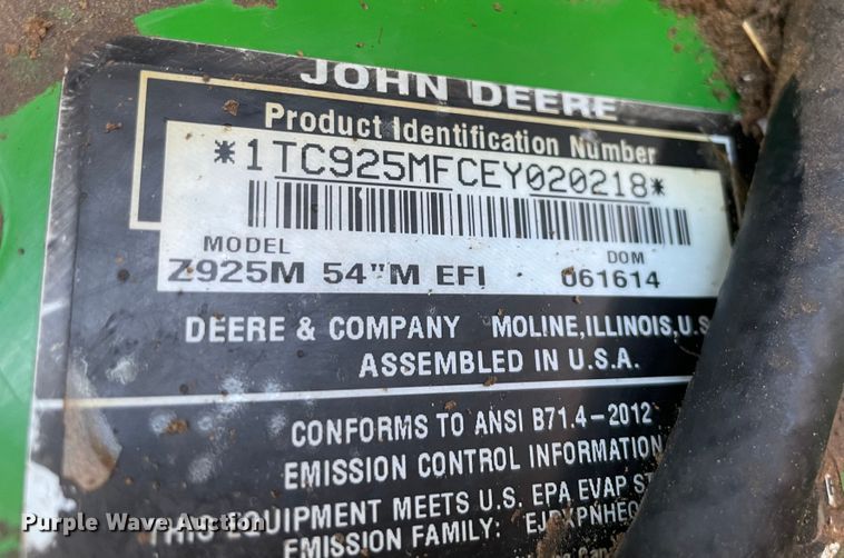image for item MR9382 John Deere Z925M  lawn mower