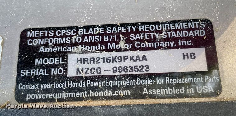 image for item MR9386 Honda  push mower