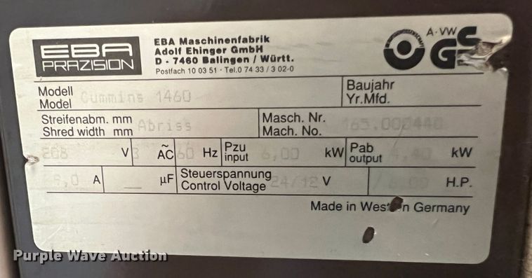 image for item MR9927 Cummins 1460  paper shredder