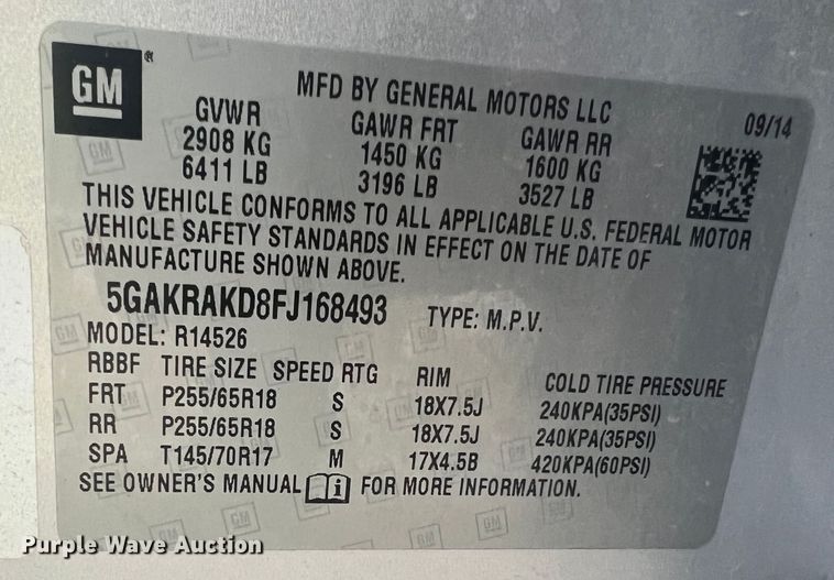 image for item MR9943 2015 Buick Enclave  SUV