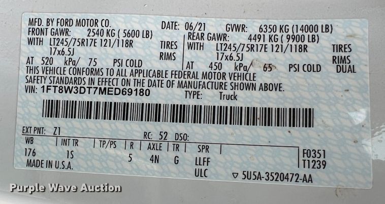 image for item DN5206 2021 Ford F350 Super Duty  Crew Cab pickup truck