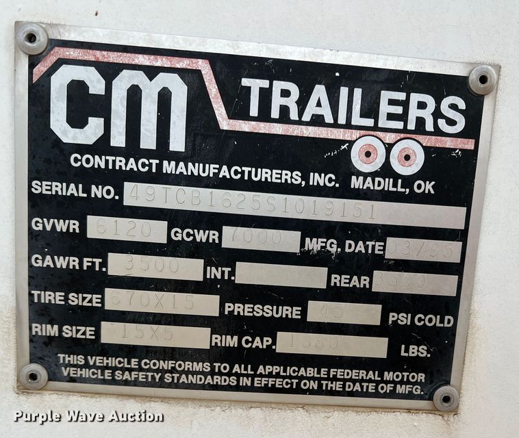 image for item DN5207 1995 CM  enclosed cargo trailer