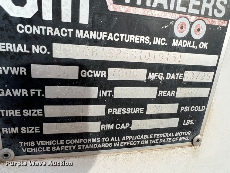 image for item DN5207 1995 CM  enclosed cargo trailer