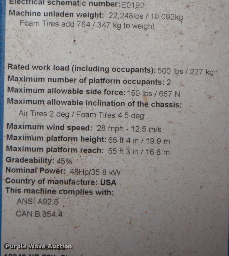 image for item HF9374 2005 Genie S-65  boom lift