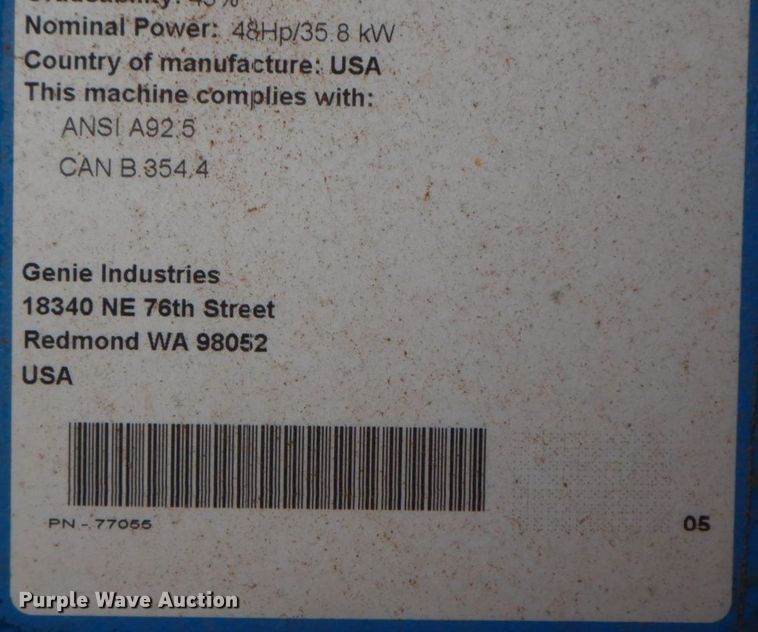 image for item HF9374 2005 Genie S-65  boom lift