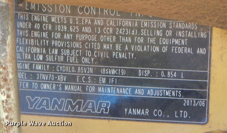 image for item HF9383 2013 Yanmar VI017  mini excavator