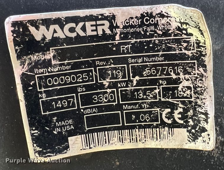 image for item HX9926 Wacker RT  trench compactor