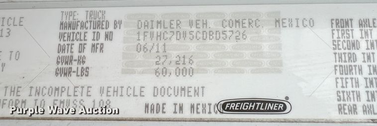 image for item IA9201 2012 Freightliner Business Class M2  crane truck