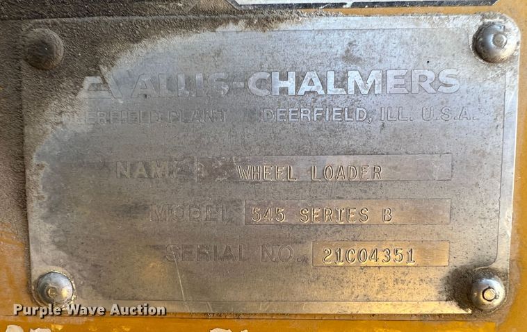 image for item IA9234 1972 Allis Chalmers 545B  wheel loader
