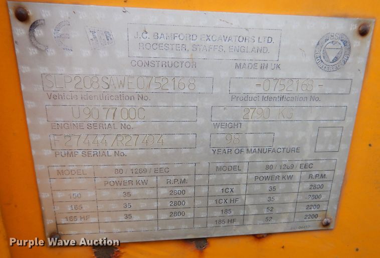 image for item JL9919 1998 JCB 208S  backhoe