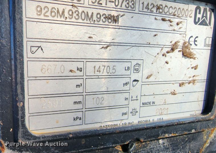 image for item KC9731 2021 Caterpillar  72"L forks