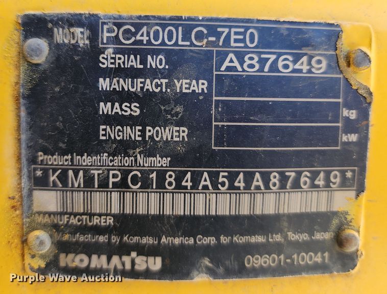 image for item KH9203 2007 Komatsu PC400LC-7  excavator