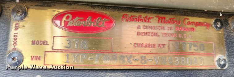 image for item KH9216 1997 Peterbilt 378  dump truck