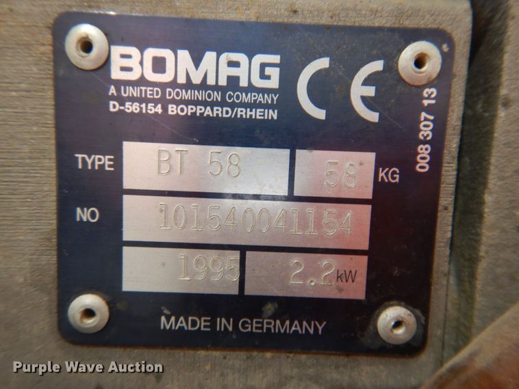 image for item KW9419 1995 Bomag BT58  plate compactor