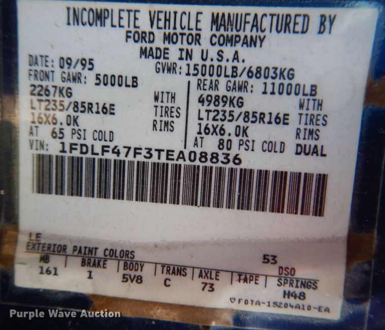 image for item KW9476 1996 Ford F-Super Duty XLT  flatbed truck