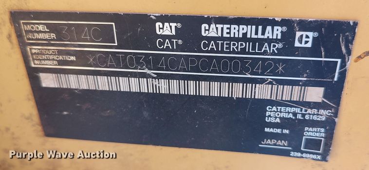 image for item LK9872 2004 Caterpillar 314C LCR  excavator