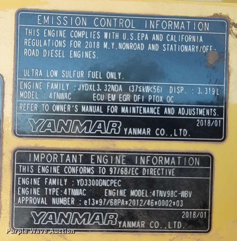 image for item LK9879 2018 Yanmar VIO80-1A  mini excavator