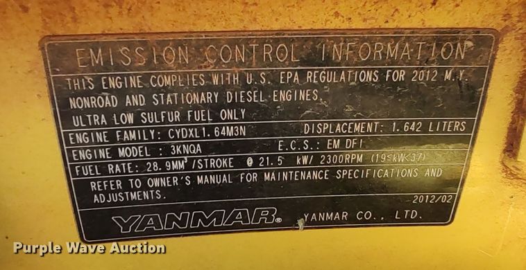 image for item LK9887 2012 Yanmar ViO35-5B  mini excavator