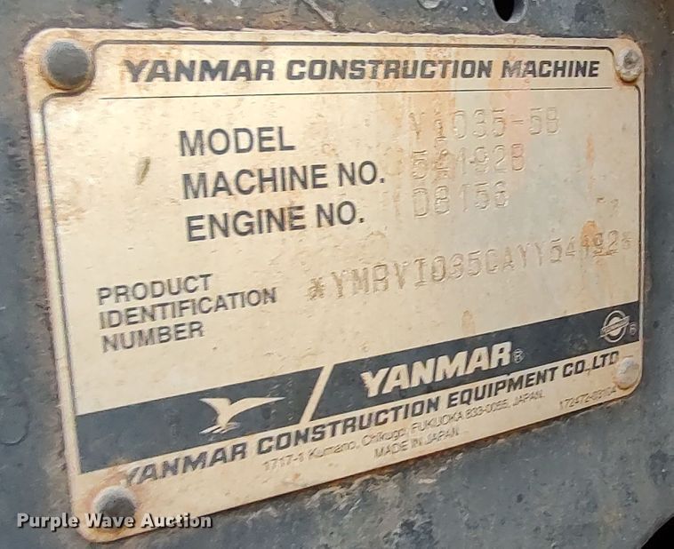 image for item LK9890 2011 Yanmar ViO35-5B  mini excavator