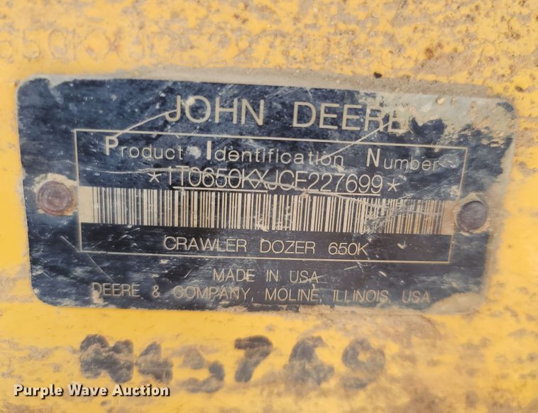 image for item LM9719 2012 John Deere 650K LGP  dozer