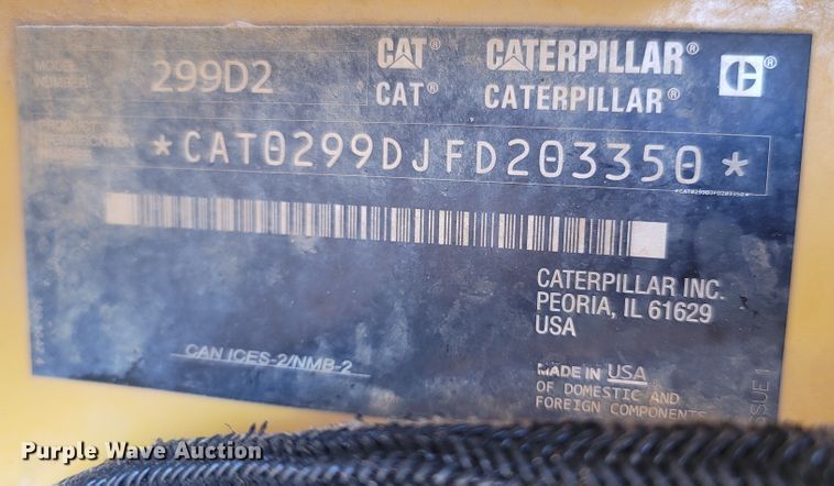 image for item LN9590 2018 Caterpillar 299D2  tracked skid steer loader