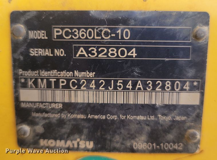 image for item LN9591 2013 Komatsu PC360LC-10  excavator