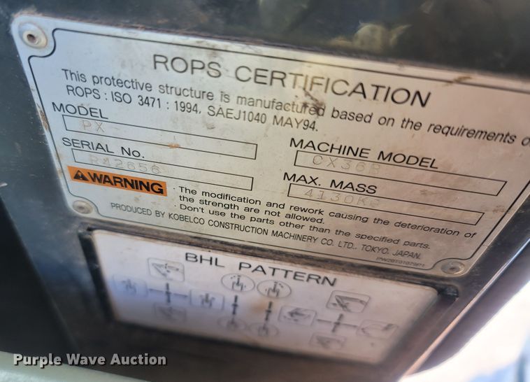 image for item LN9614 2005 Case CX36B  mini excavator