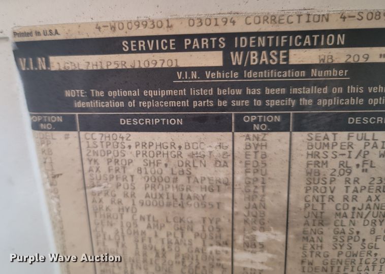 image for item LN9618 1994 Chevrolet Kodiak  scissor lift dump truck