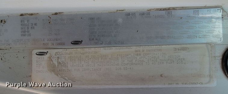 image for item LO9232 2002 Sterling Acterra M7500  vacuum truck