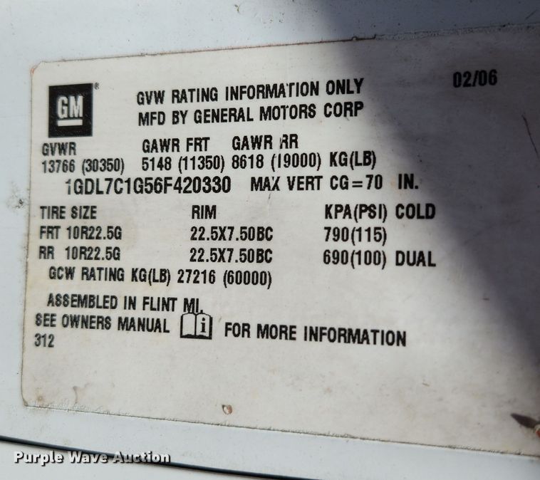 image for item MK9349 2006 GMC C7500  forestry bucket truck