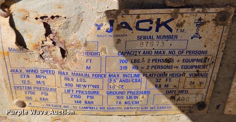 image for item MK9387 2000 Skyjack 4832  scissor lift